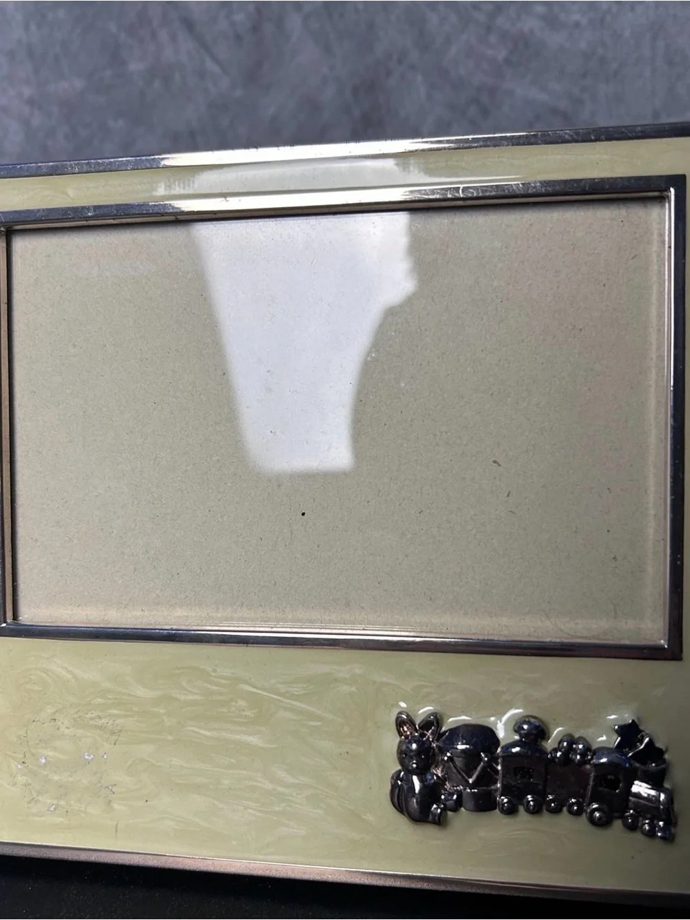 Silver and Cream Baby Train Picture Frame